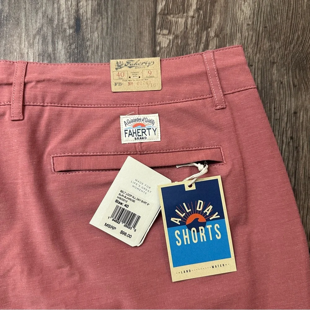 Faherty All Day Belt Loop Shorts Mens Size 40 Sunrose